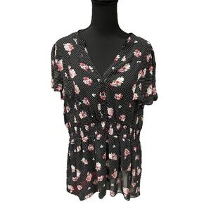 Torrid Floral Polka Dot Empire Waist Blouse Size 2X